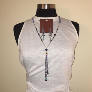 Simply Noelle Leather/Bead Necklace & Earring Set